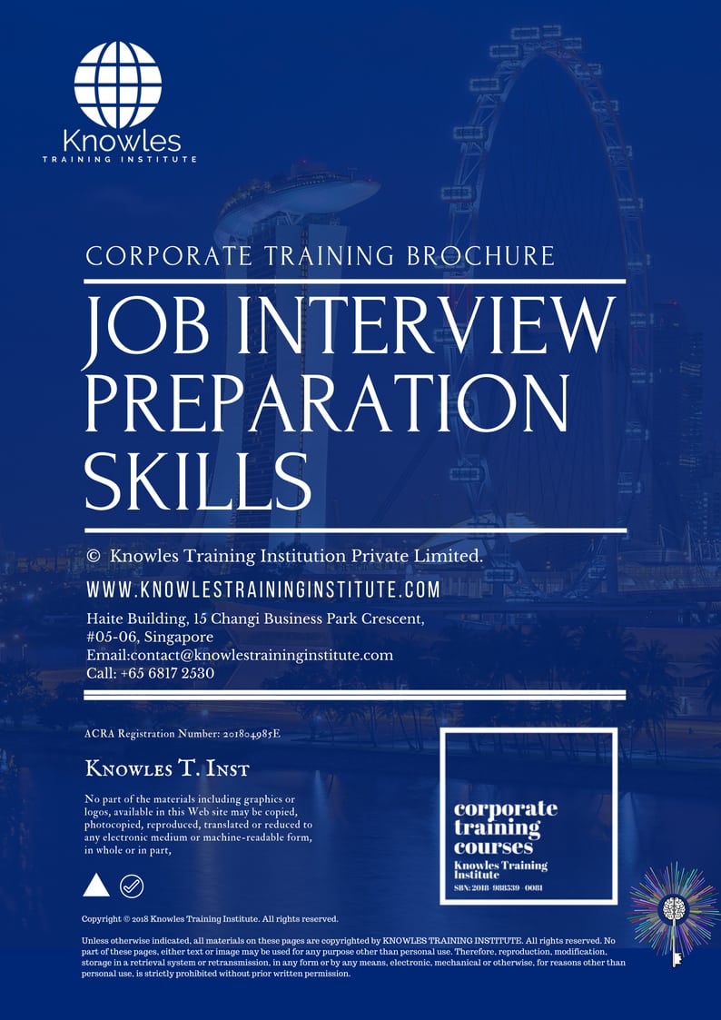 Job Interview Preparation Skills Training Course in Taiwan Brochure