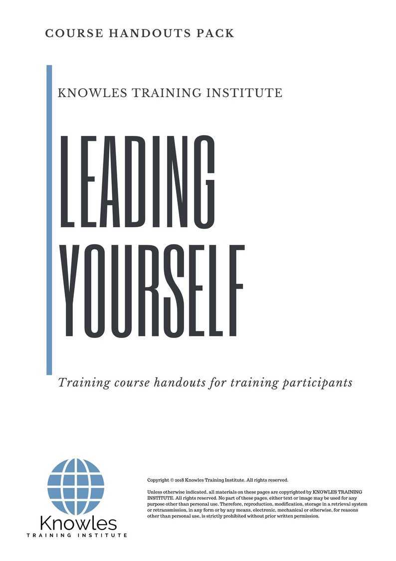 Leading Yourself Training Course in Taiwan Handouts