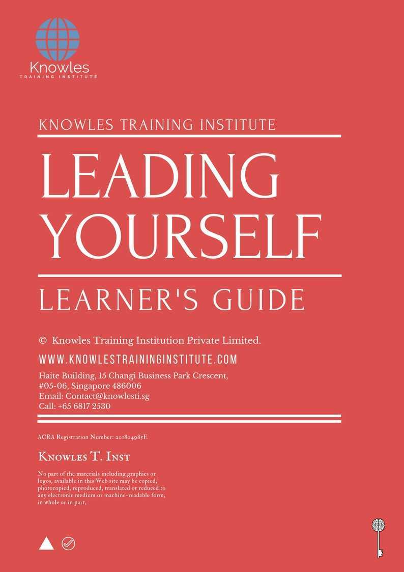 Leading Yourself Training Course in Taiwan Learner_s Guide