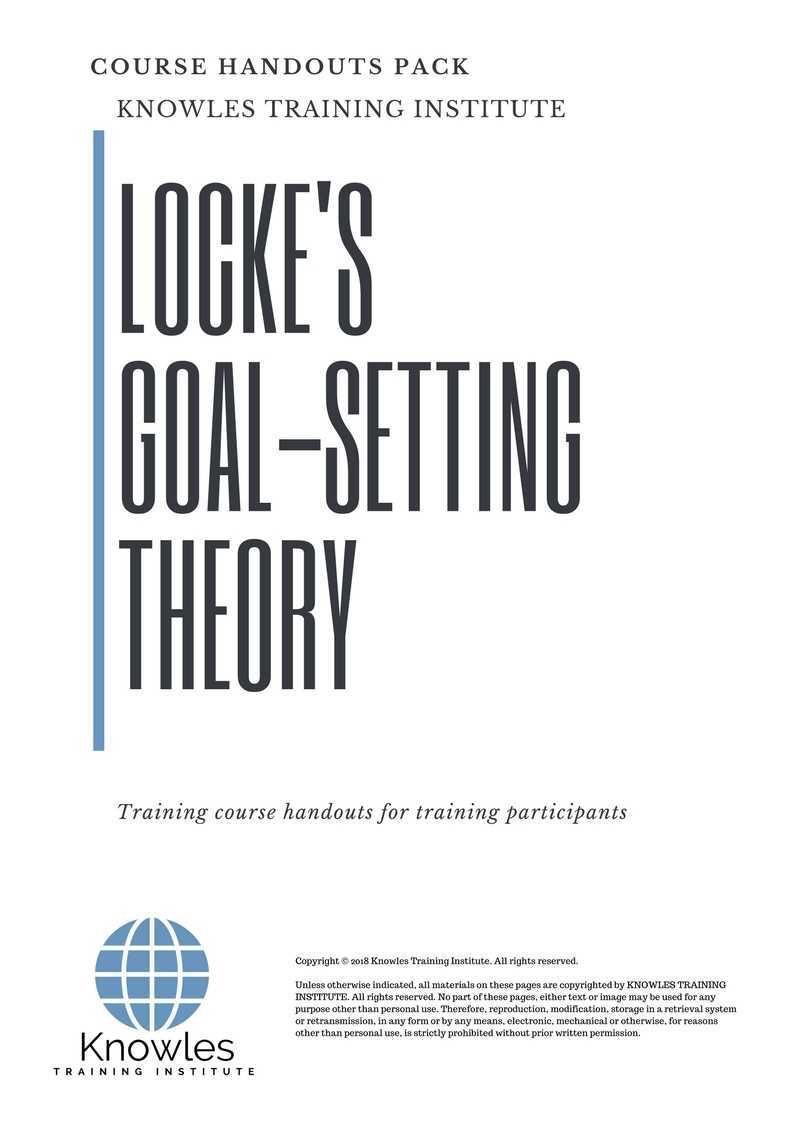 Locke’S Goal-Setting Theory Training Course in Taiwan Handouts