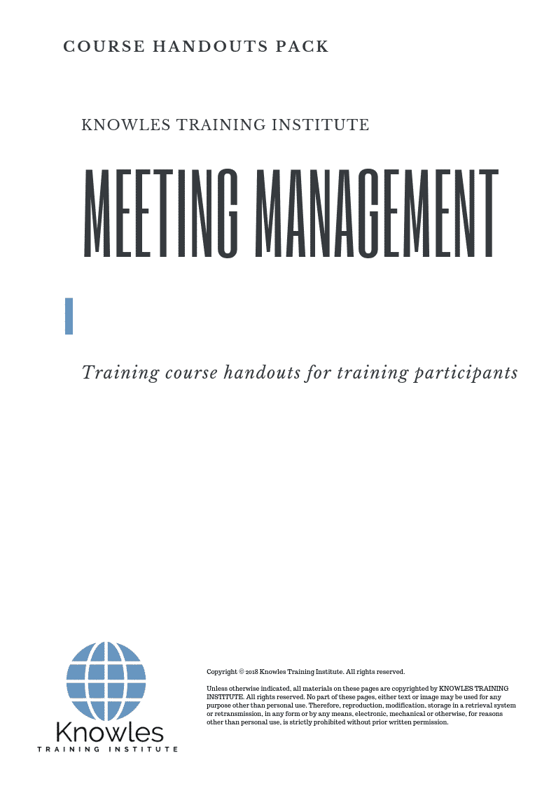 Meeting Management Training Course in Taiwan Handouts
