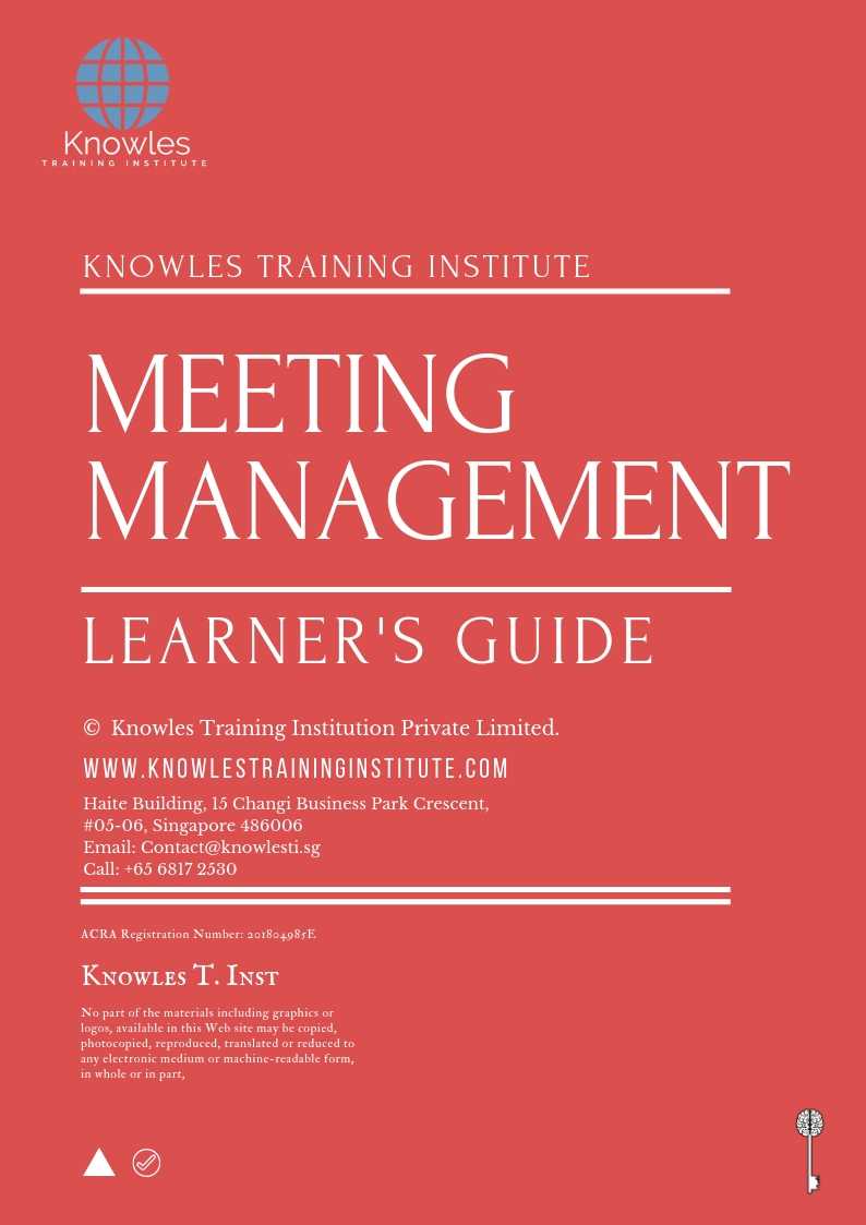 Meeting Management Training Course in Taiwan Learner_s Guide