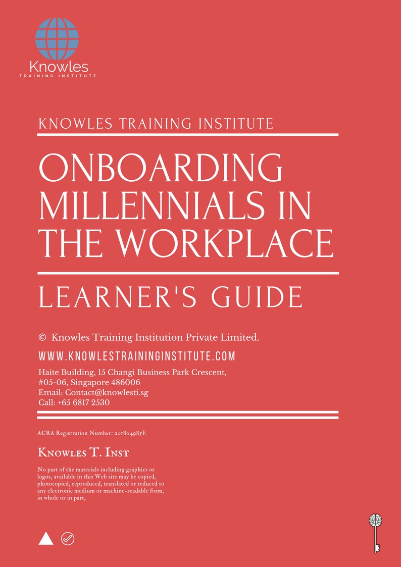 Onboarding Millennials In The Workplace Training Course in Taiwan Learner_s Guide