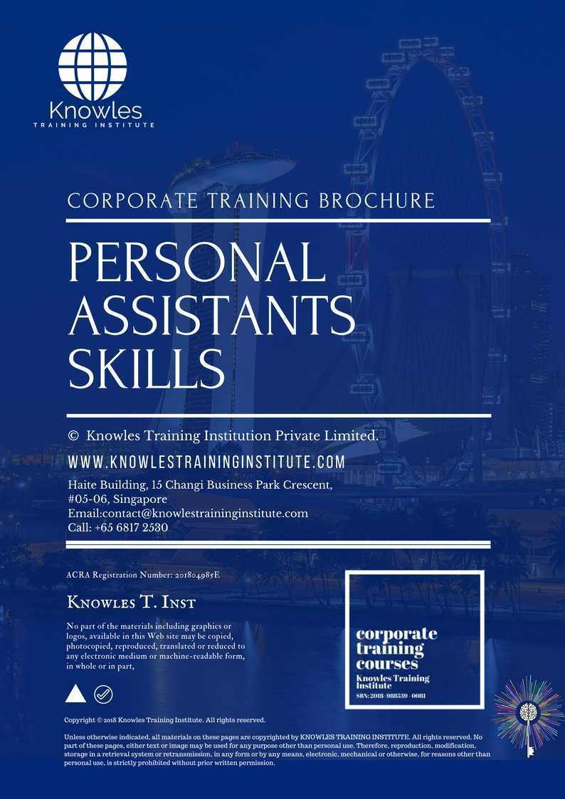 Personal Assistants Skills Training Course in Taiwan Brochure