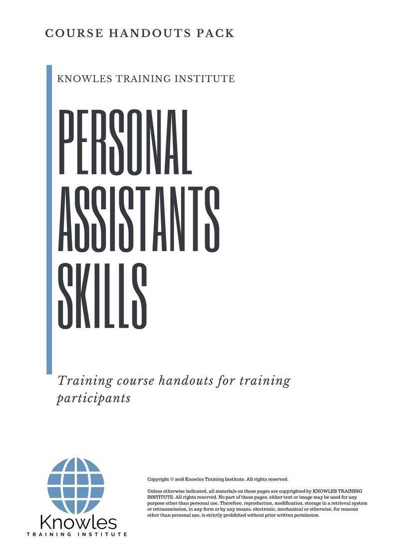 Personal Assistants Skills Training Course in Taiwan Handouts