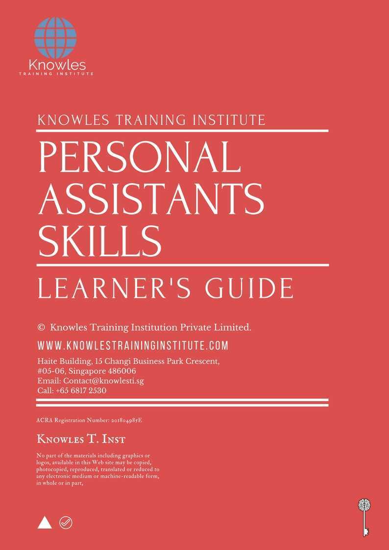 Personal Assistants Skills Training Course in Taiwan Learner_s Guide