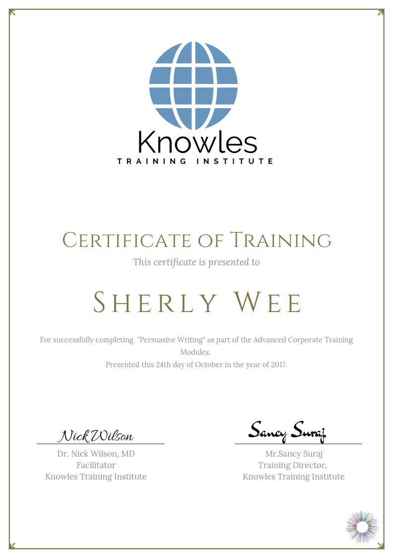 Persuasive Writing Course in Taiwan Certificate