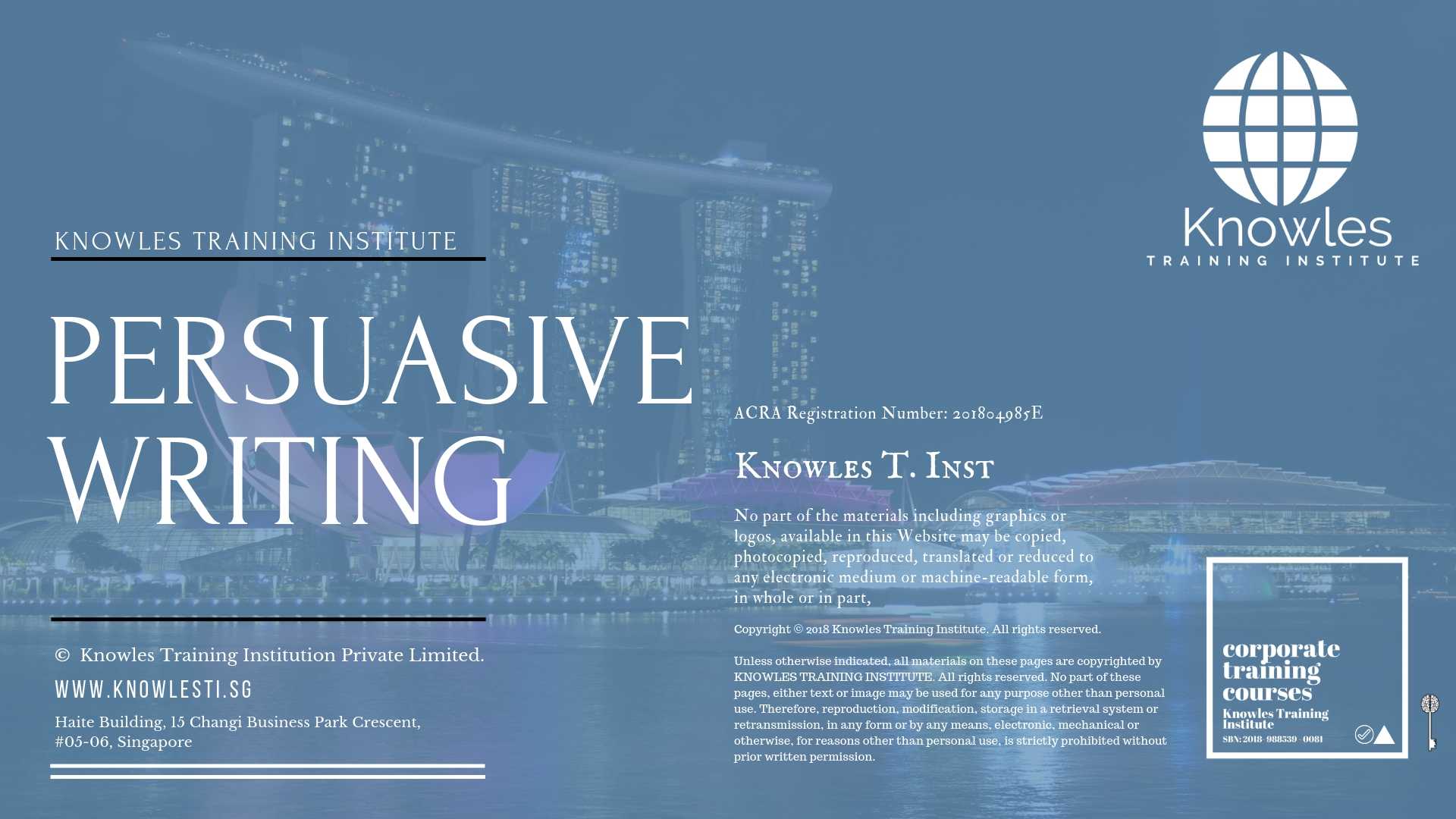 Persuasive Writing Training Course In Taiwan