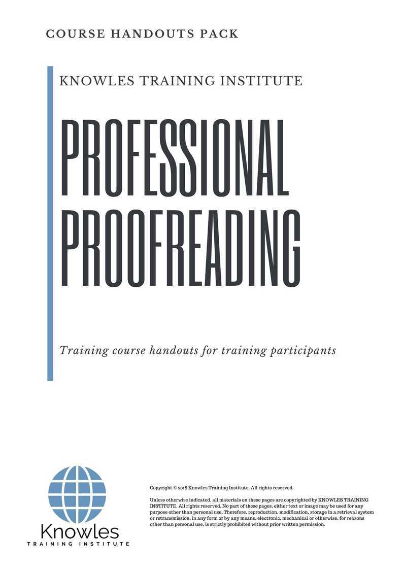 Professional Proofreading Training Course in Taiwan Handouts