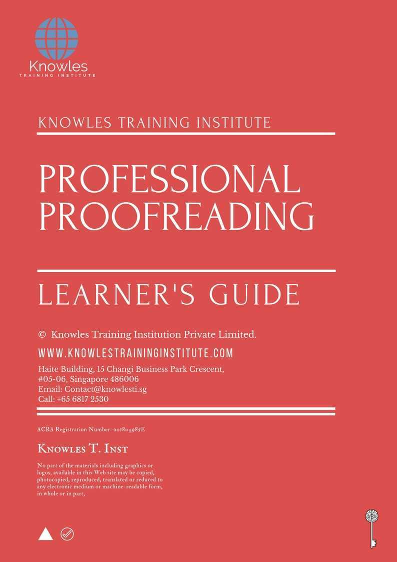 Professional Proofreading Training Course in Taiwan Learner_s Guide