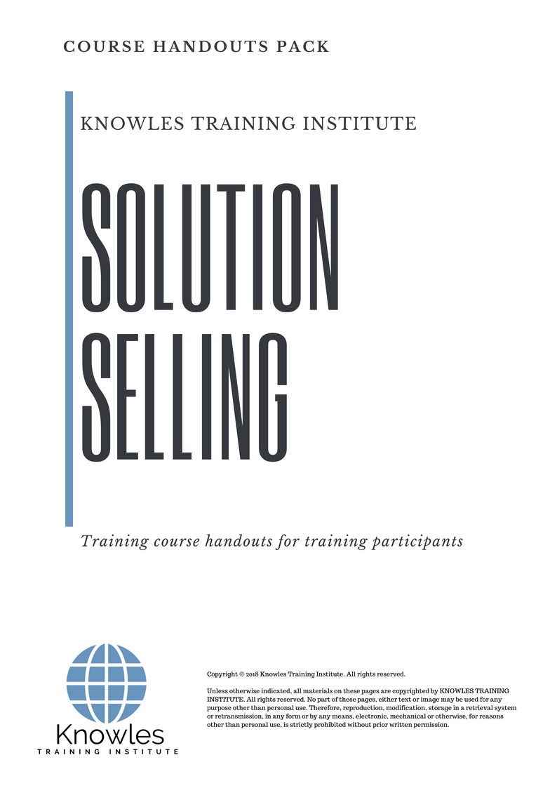 Solution Selling Course in Taiwan Handouts