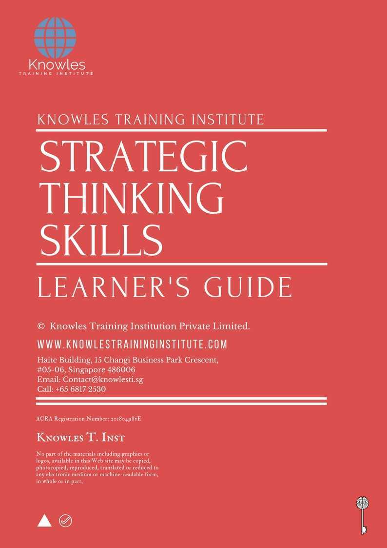 Strategic Thinking Skills Training Course in Taiwan Learner_s Guide