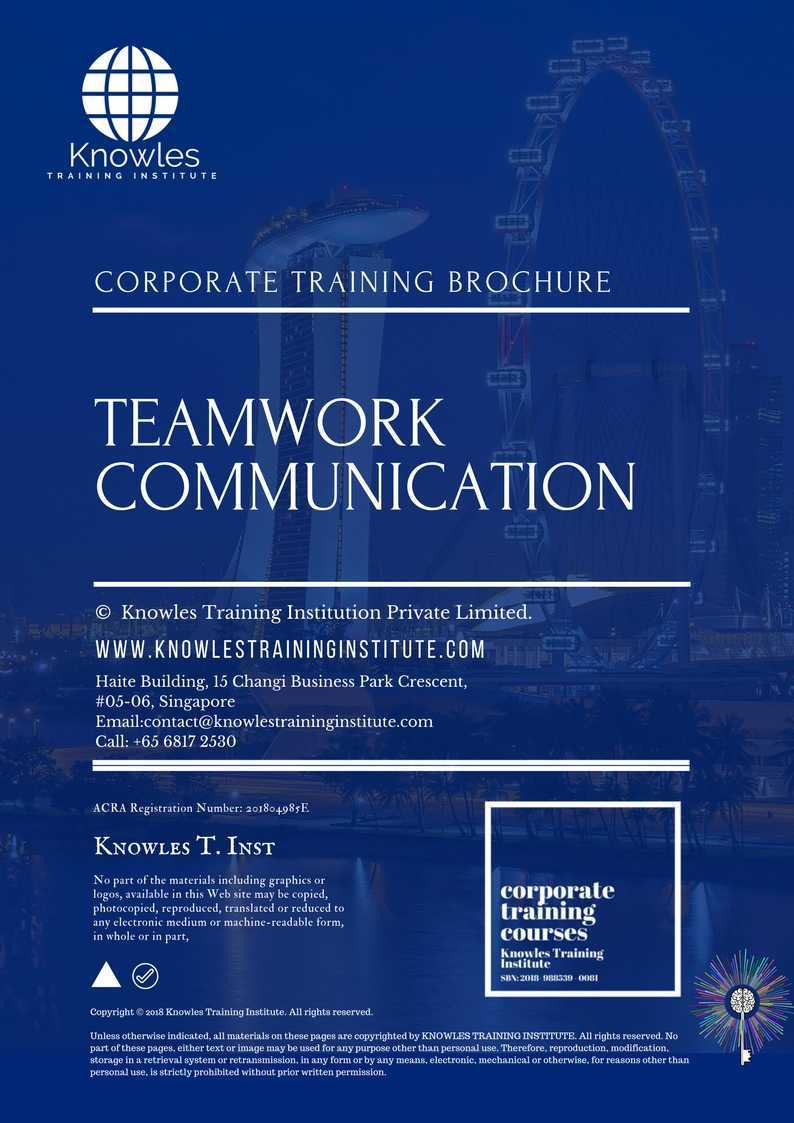 Teamwork Communication Training Course in Taiwan Brochure