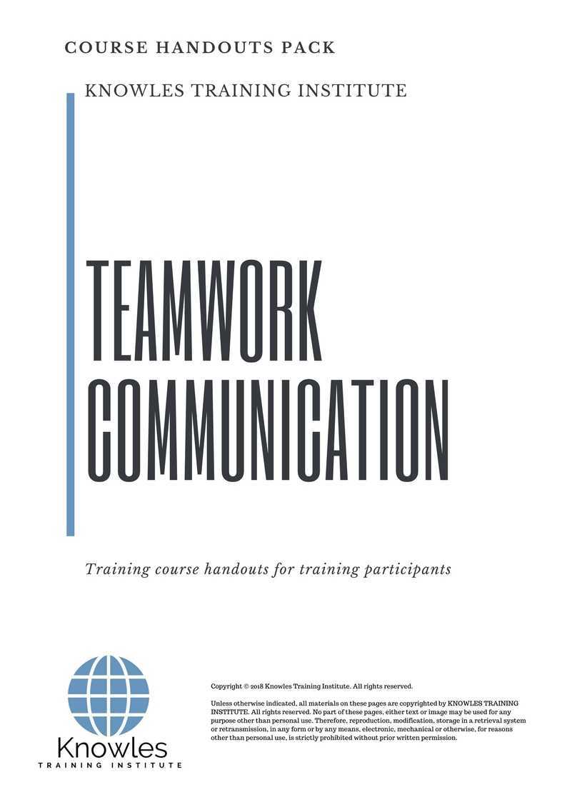 Teamwork Communication Training Course in Taiwan Handouts
