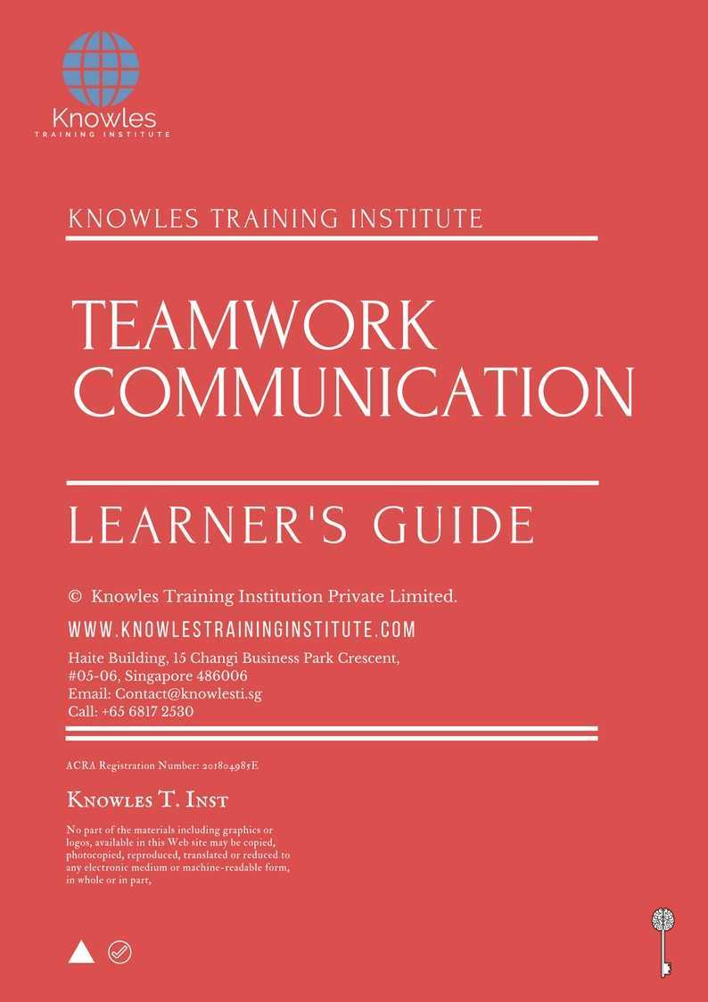 Teamwork Communication Training Course in Taiwan Learner_s Guide