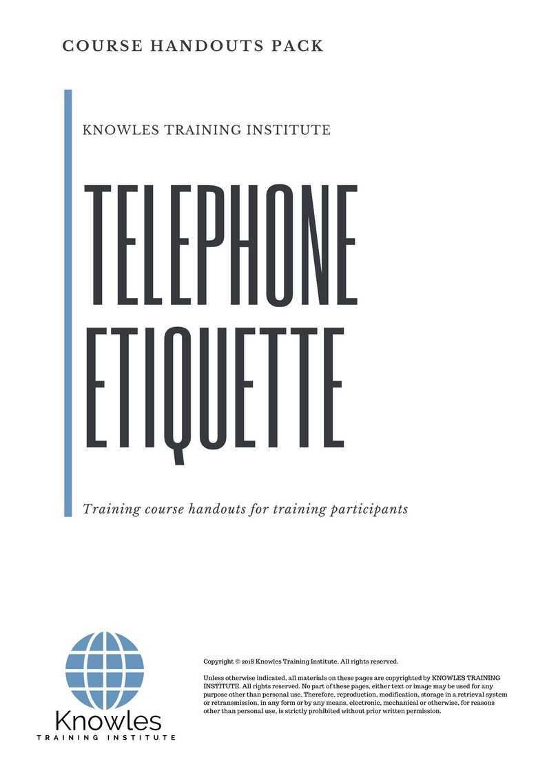 Telephone Etiquette Training Course in Taiwan Handouts