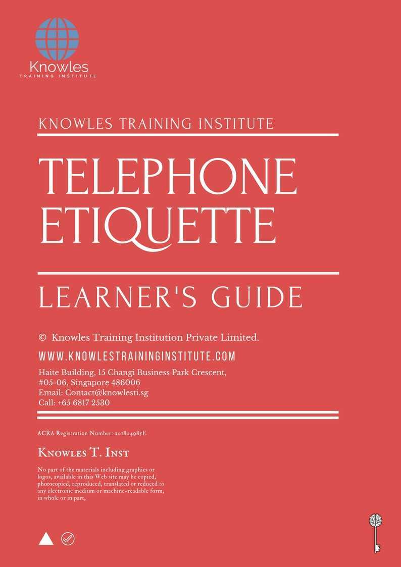 Telephone Etiquette Training Course in Taiwan Learner_s Guide