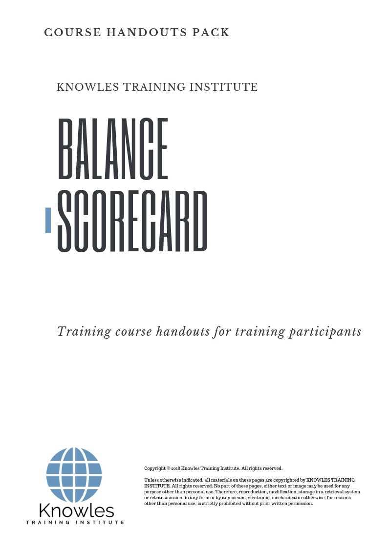 The Balanced Scorecard Training Course in Taiwan Handouts