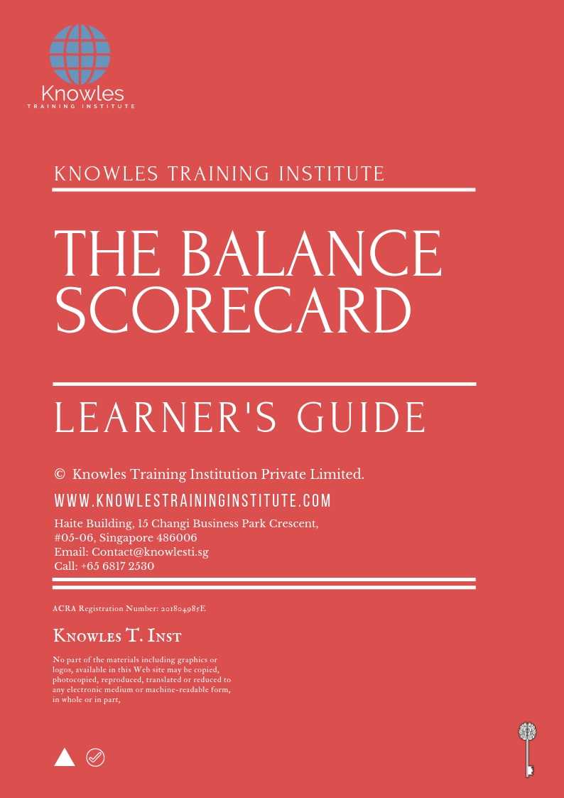 The Balanced Scorecard Training Course in Taiwan Learner’s Guide