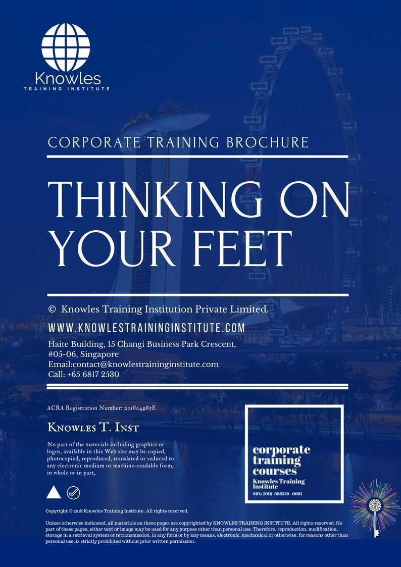 Thingking On Your Feet Training Course in Taiwan Brochure