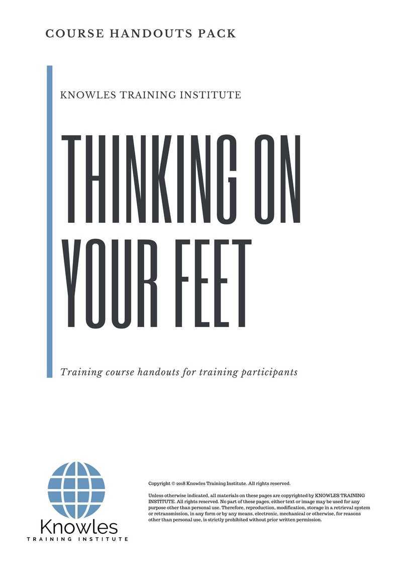 Thingking On Your Feet Training Course in Taiwan Handouts