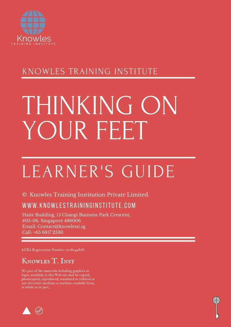 Thingking On Your Feet Training Course in Taiwan Learner_s Guide
