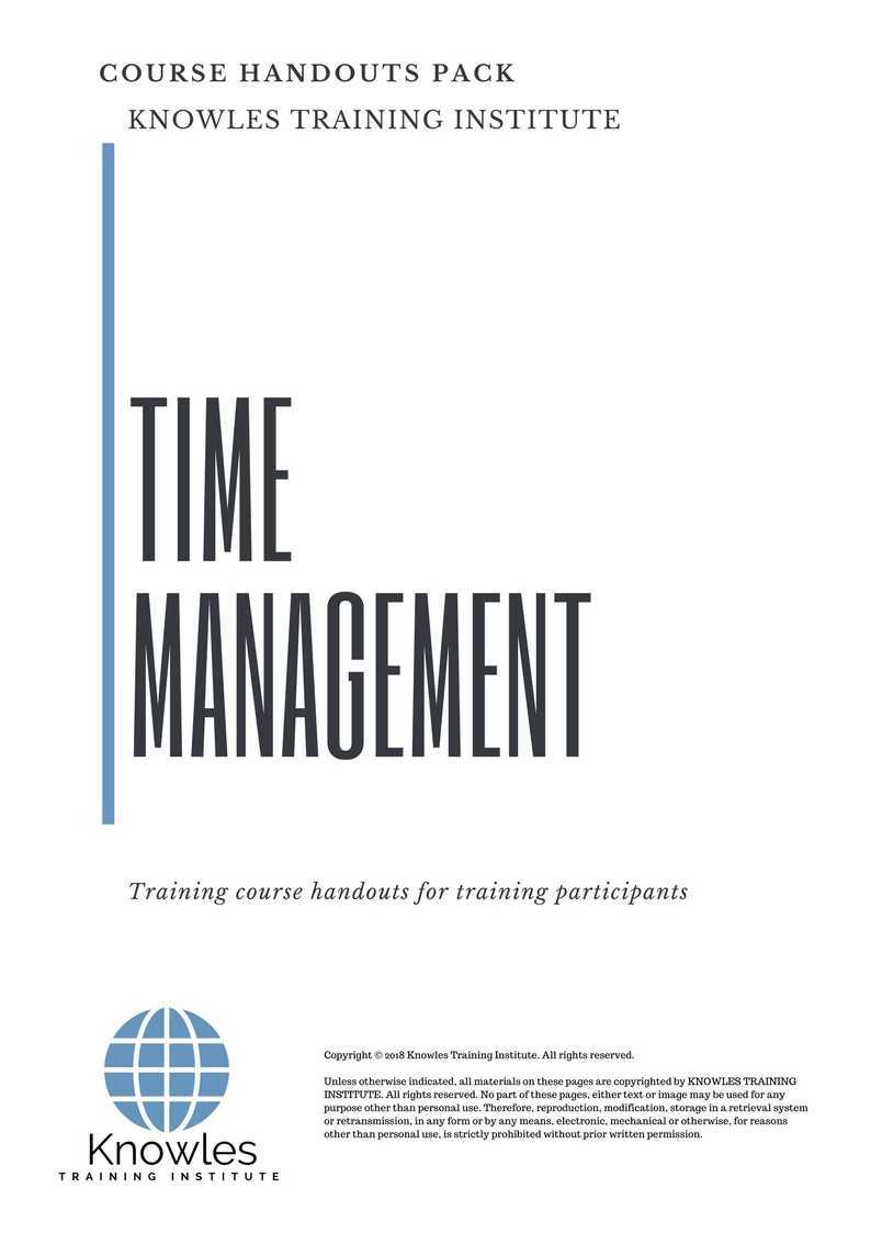 Time Management Training Course in Taiwan Handouts