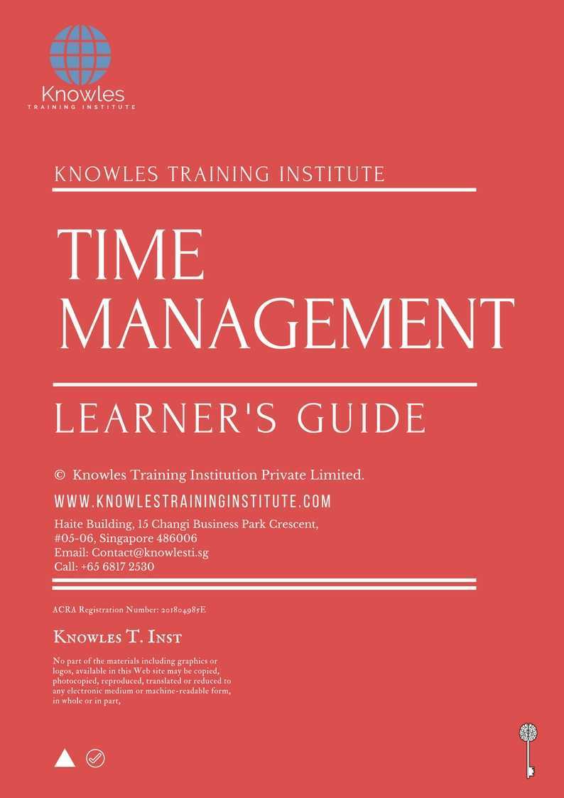 Time Management Training Course in Taiwan Learner_s Guide
