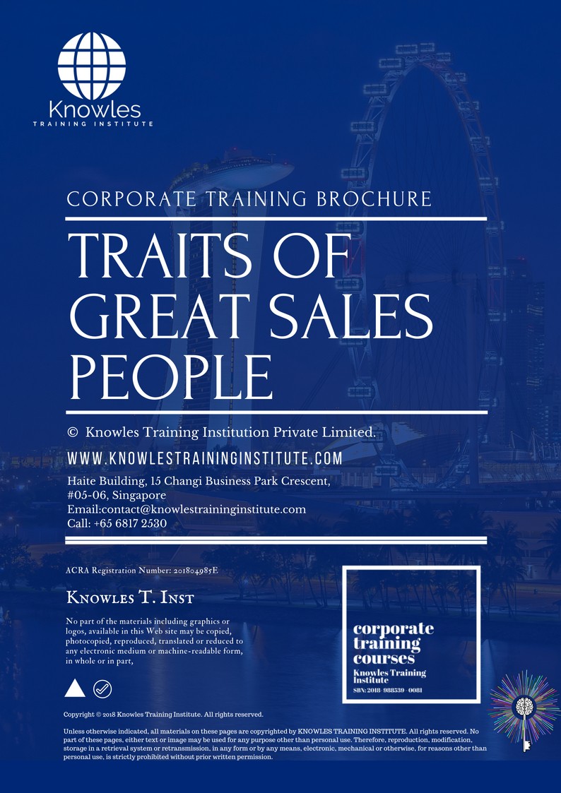 Traits Of Great Sales People Course in Taiwan Brochure