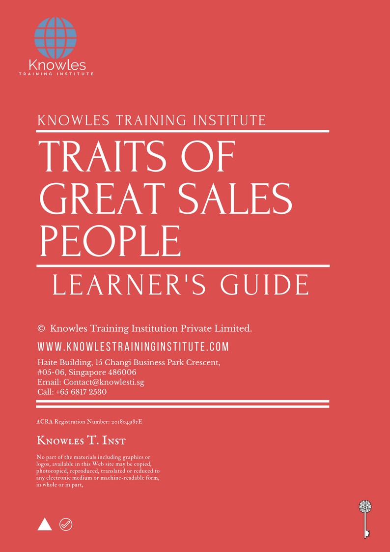 Traits Of Great Sales People Course in Taiwan Learner’s Guide