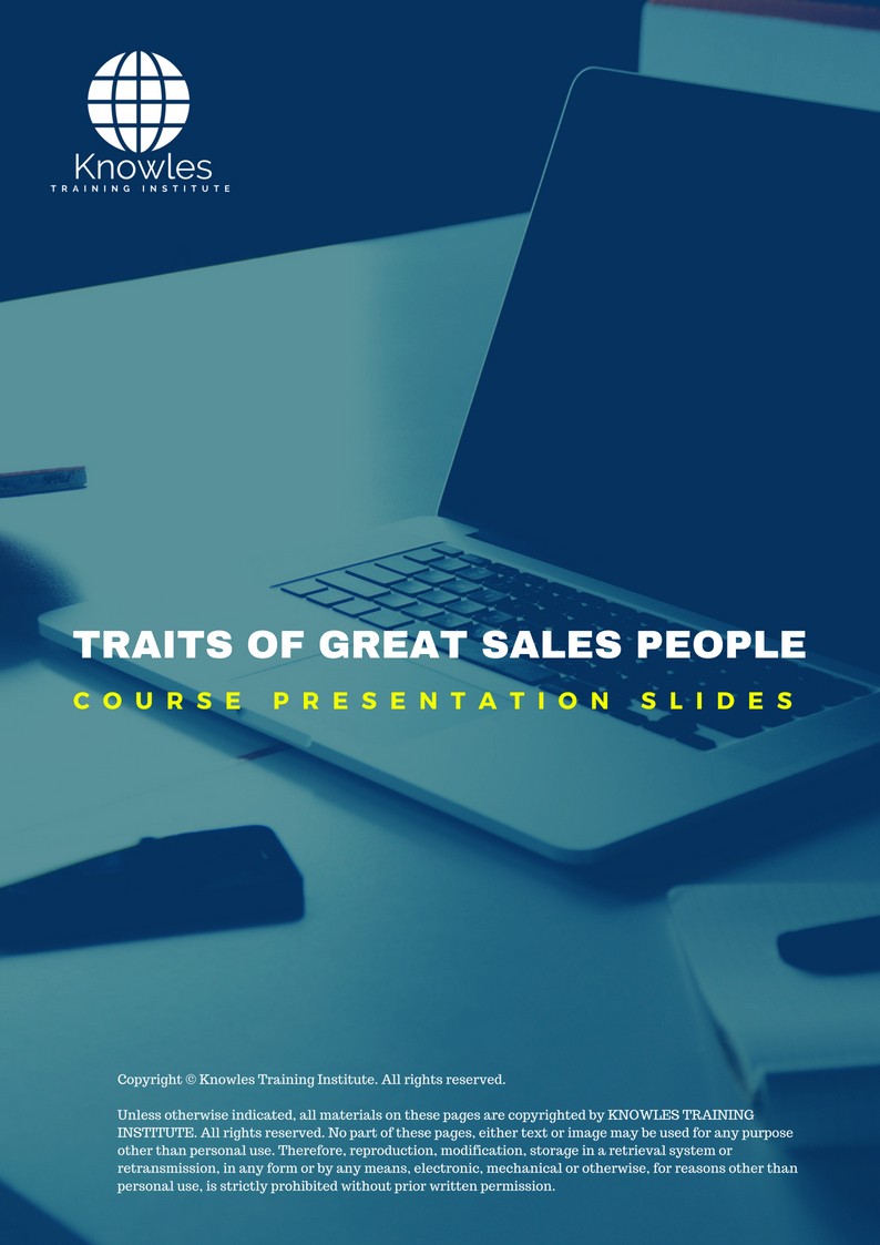 Traits Of Great Sales People Course in Taiwan PPT Slides Used During Course