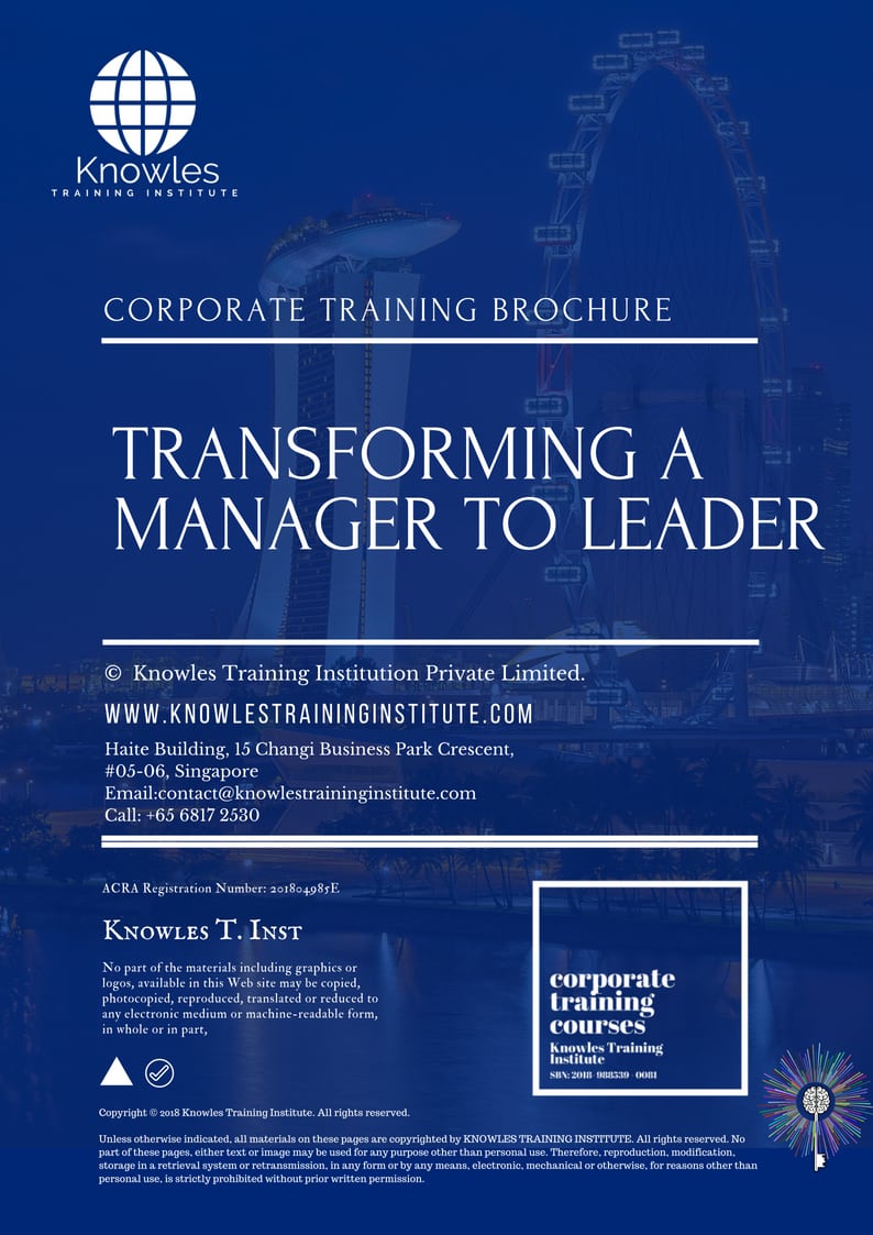 Transforming A Manager To Leader Training Course in Taiwan Brochure