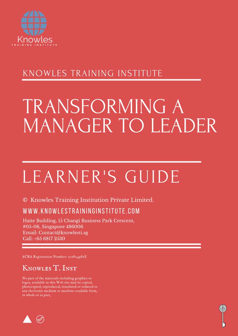 Transforming A Manager To Leader Training Course in Taiwan Learner’s Guide