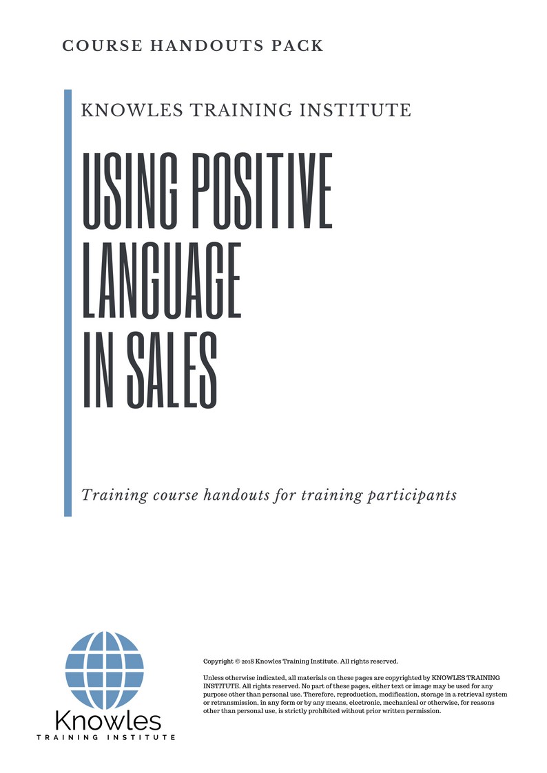 Using Positive Language In Sales Course in Taiwan Handouts