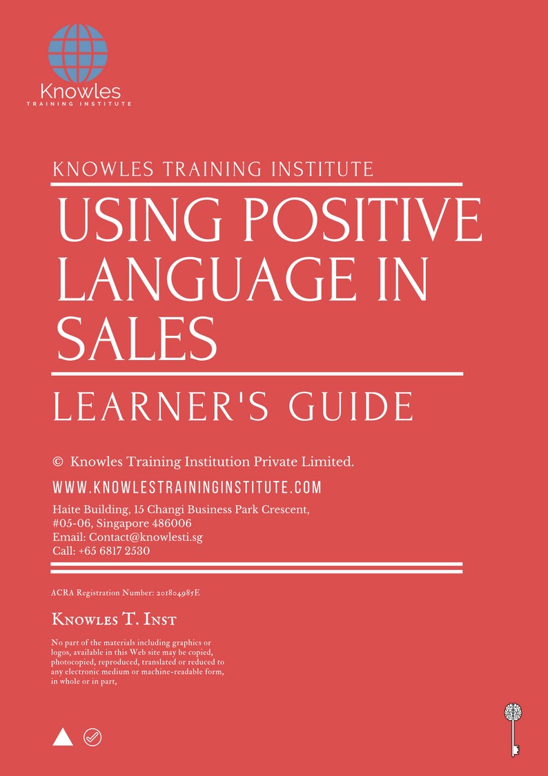 Using Positive Language In Sales Course in Taiwan Learner’s Guide