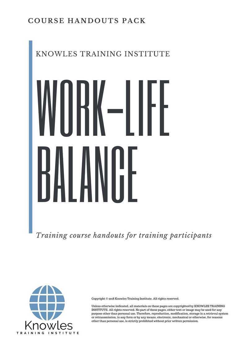 Work-Life Balance Training Course in Taiwan Handouts