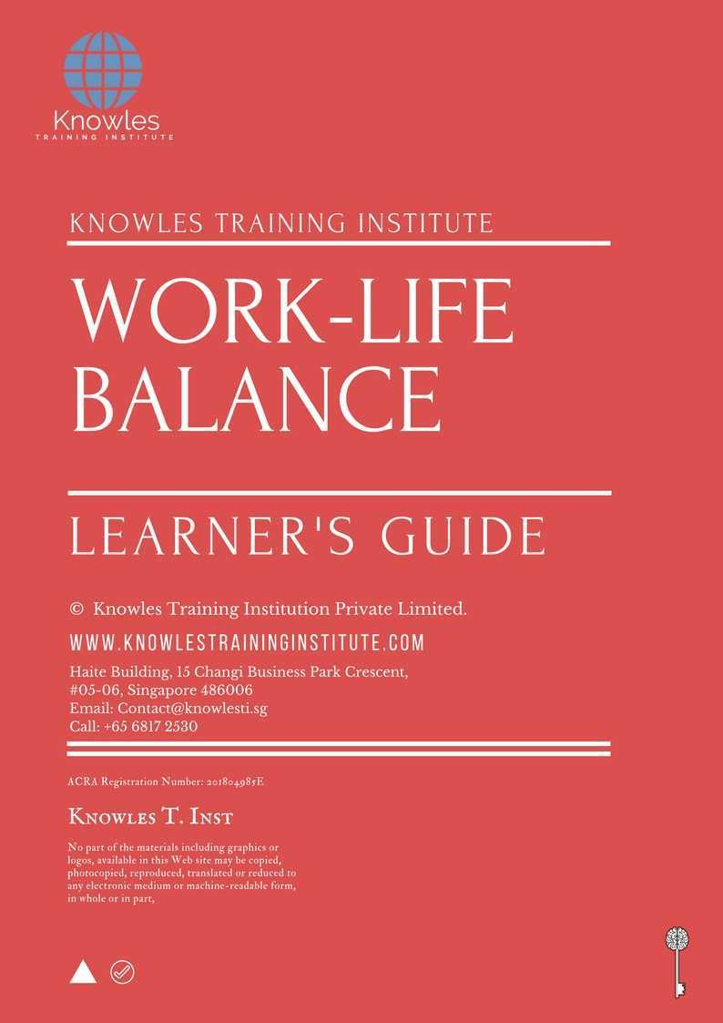 Work-Life Balance Training Course in Taiwan Learner_s Guide