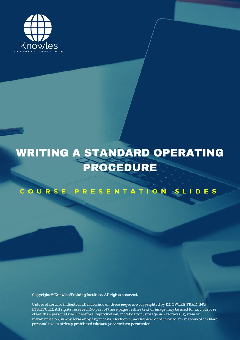 Writing A Standard Operating Procedure Training Course in Taiwan Presentation Slide