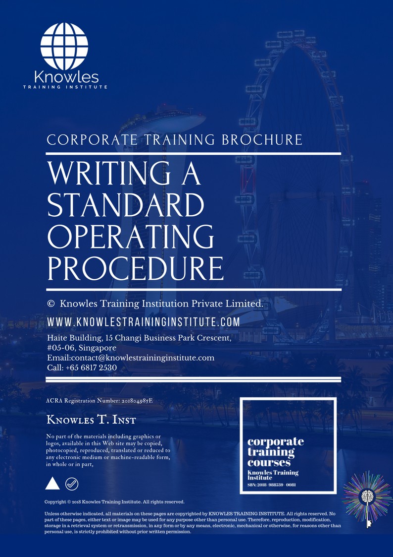 Writing A Standard Operating Procedure Training Course in Taiwan brochure