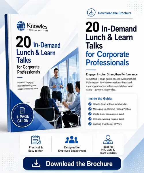 Subdomains Lunch Talk 500 x 600 Corporate Lunchtime (Lunch & Learn) Talks - Knowles Training Institute in Taiwan